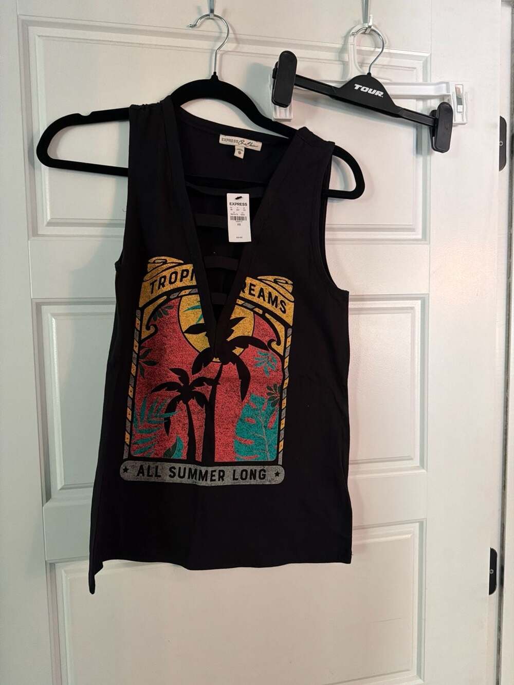Express One Eleven Tropical Dreams Ladder Muscle Tank XS